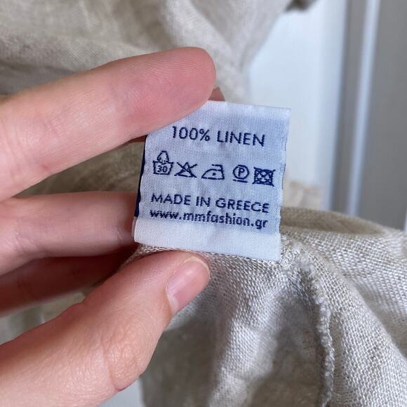 MORAITIS Linen Beige Tunic Tan Size Large Shift Boho Natural - Picture 7 of 8